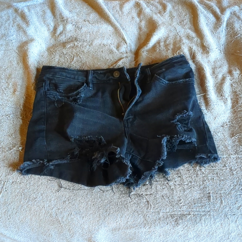 Black jean shorts